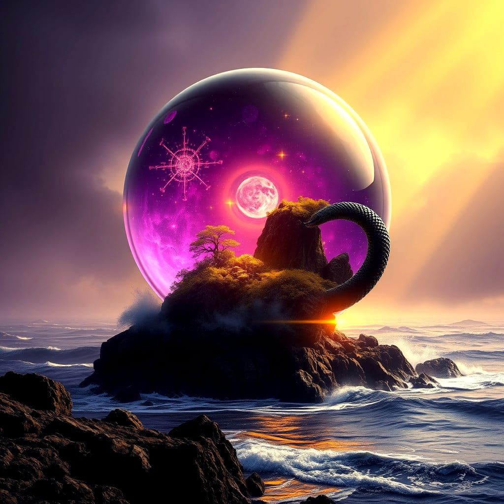 Desert Island Micro-world in Crystal Ball