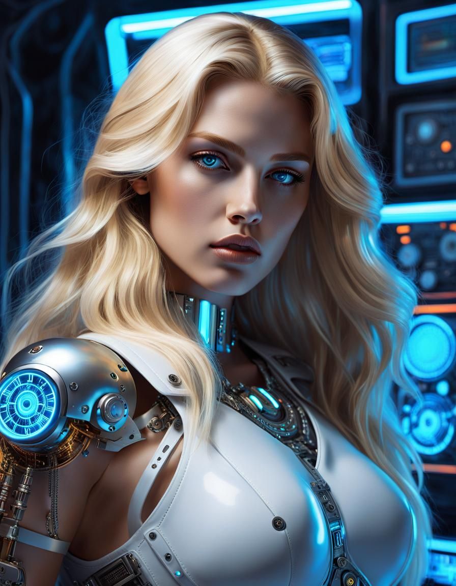 Cyberpunk Woman with Clockwork Arm