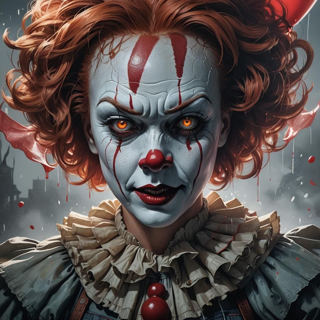 Female Pennywise Portrait in Hyperdetailed Style