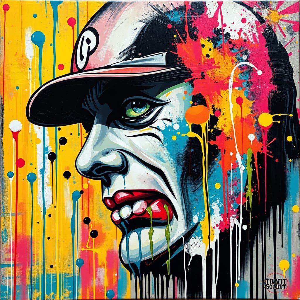 Colorful Graffiti Art with Oil Gouache and Acrylic Textures