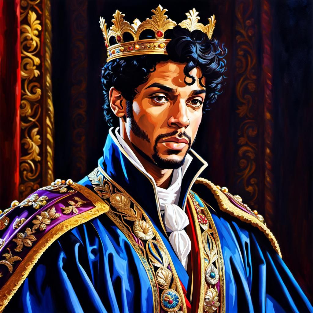 Prince as King in Regal Throne Room Portrait