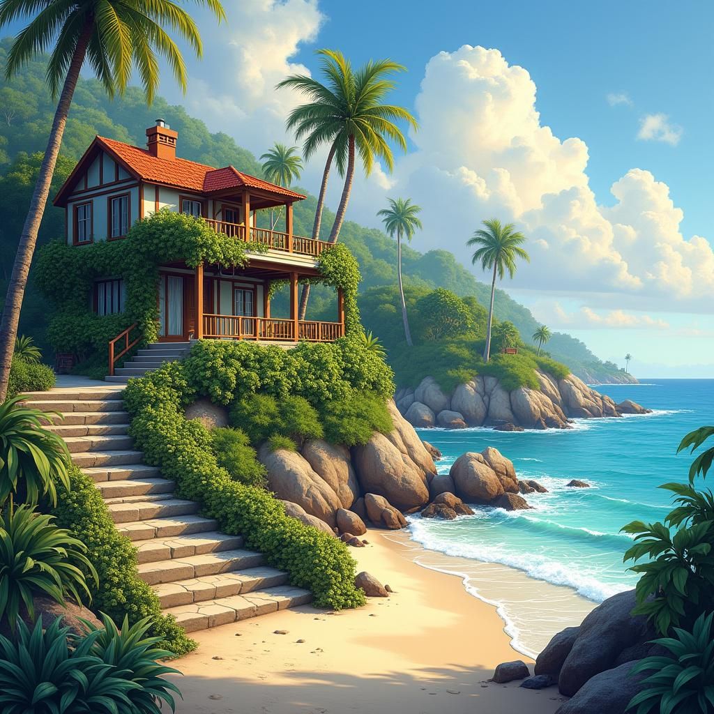 Idyllic Coastal Home in Lush Landscape