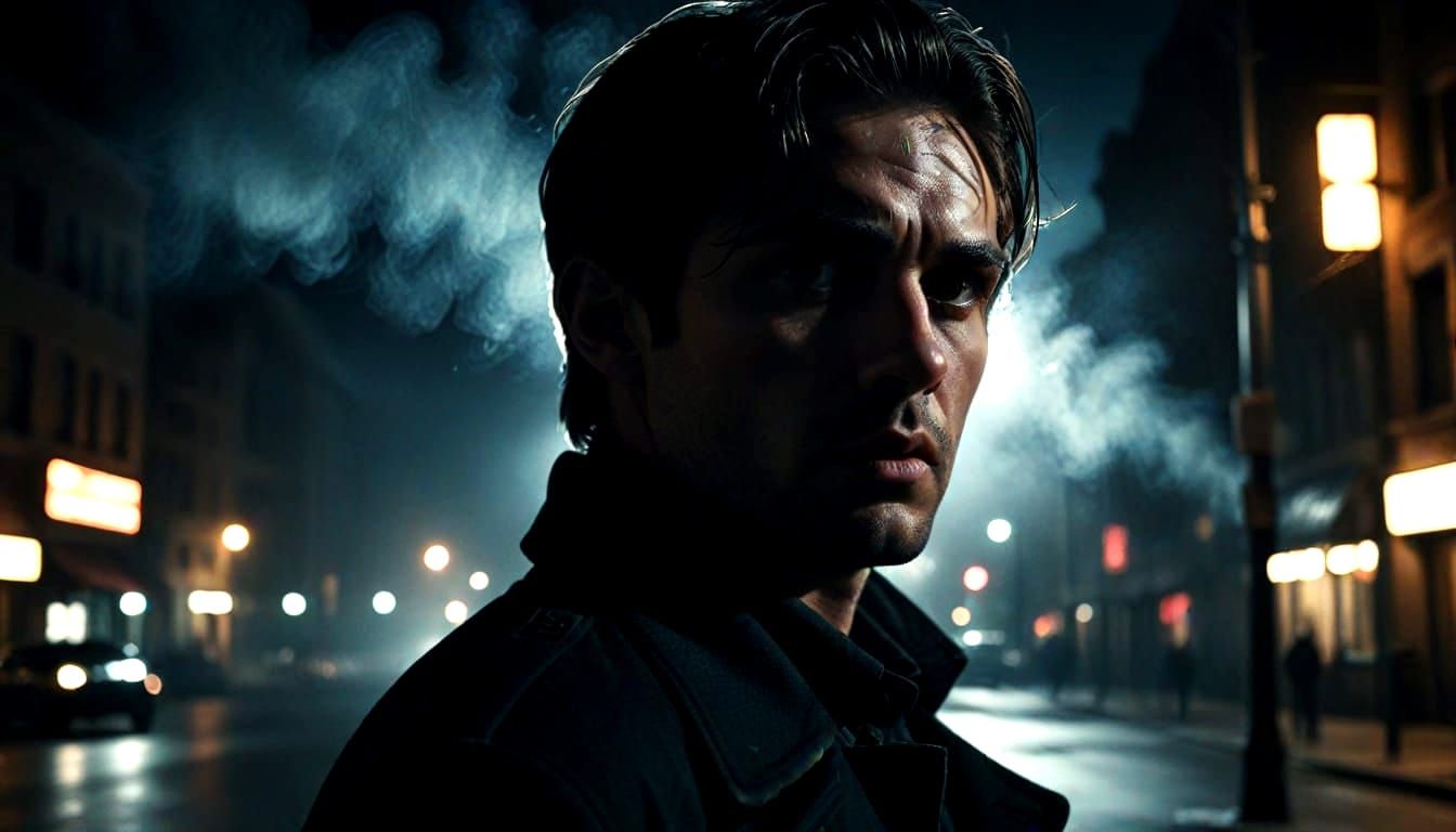 Moody Portrait in Film Noir Style