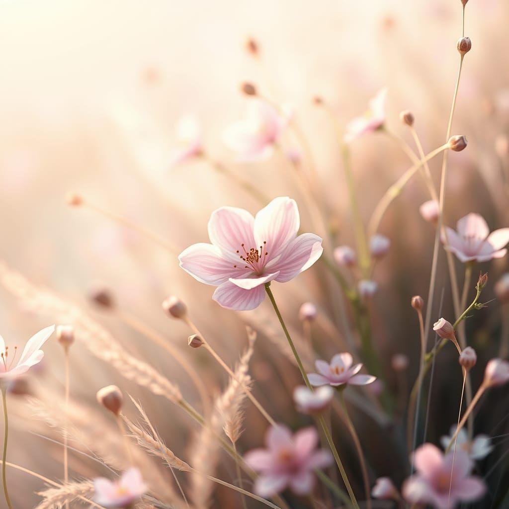 Surreal Pastel Landscape with Blooming Sakura