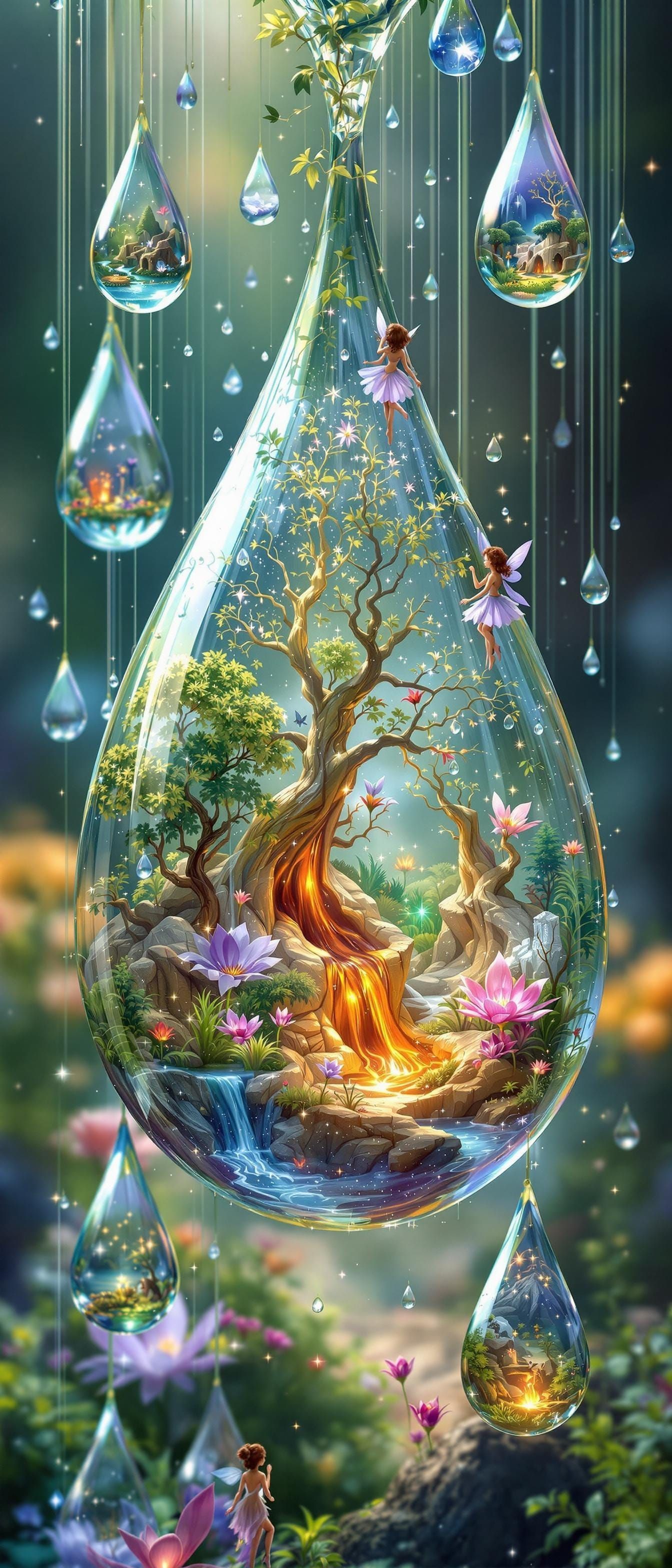 Whimsical Raindrop Landscapes: Fantastical Fairy Worlds With...
