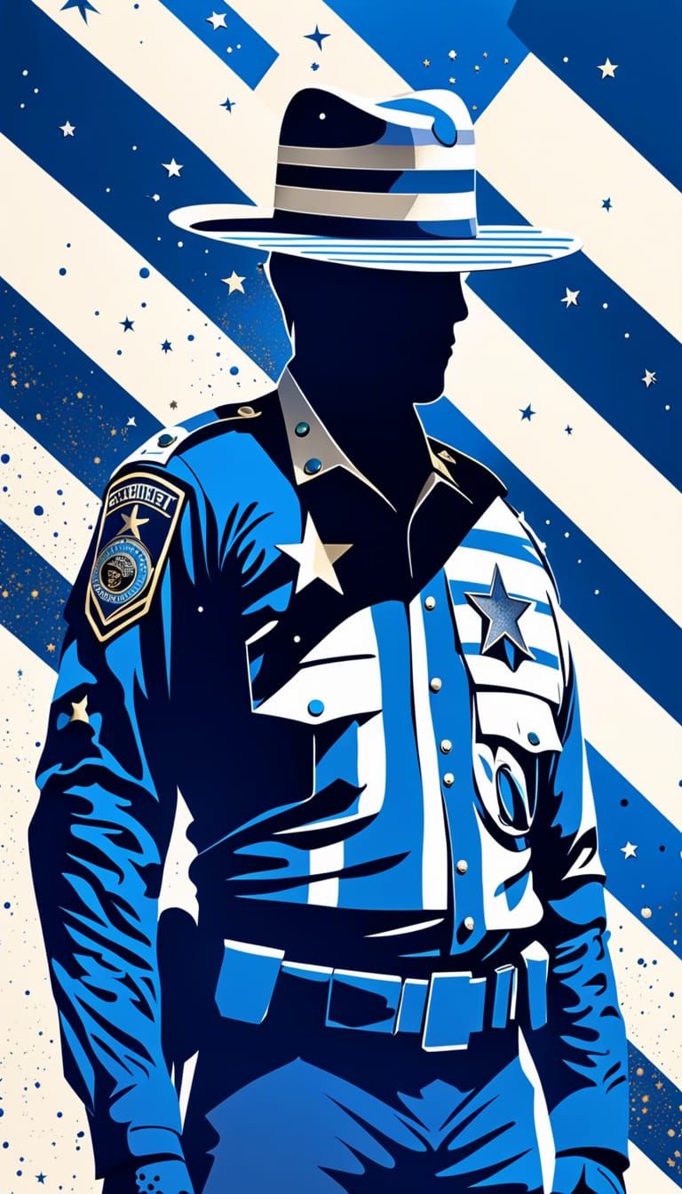 Deputy Sheriff Silhouette with Stripes and Stars
