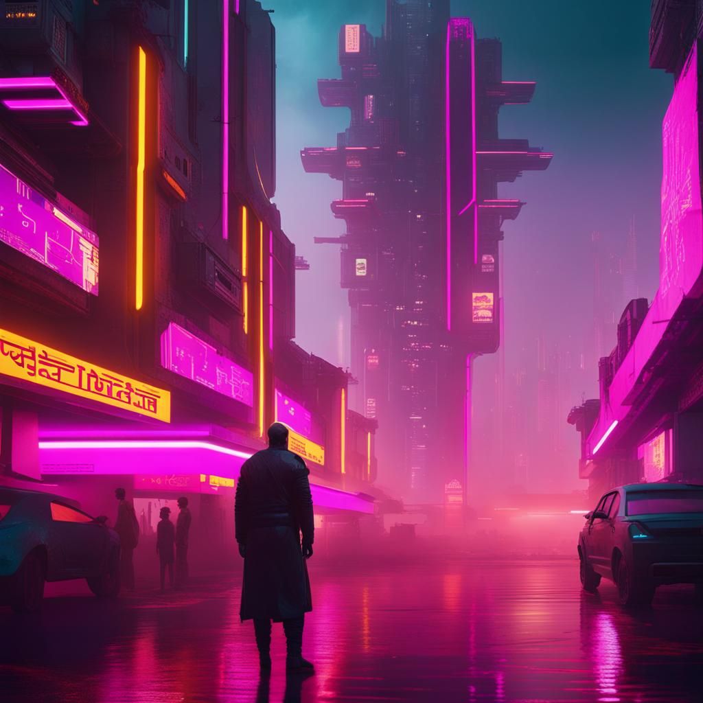 Futuristic Utopian Indian City at Night in Cyberpunk Style