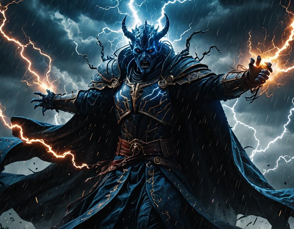 Demonic Sith Lord Unleashes Force Lightning Cyclone
