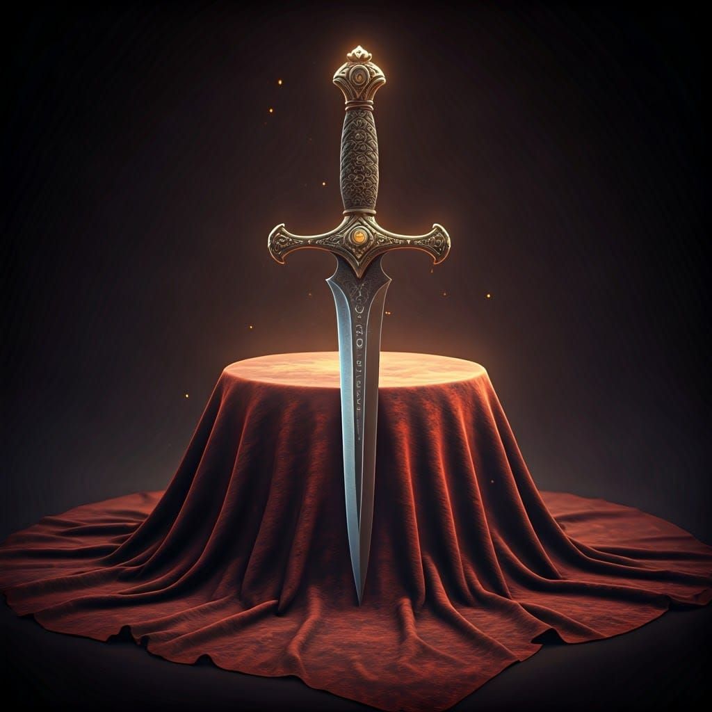 Ornate Steel Dagger with Golden Lighting, Renaissance Style