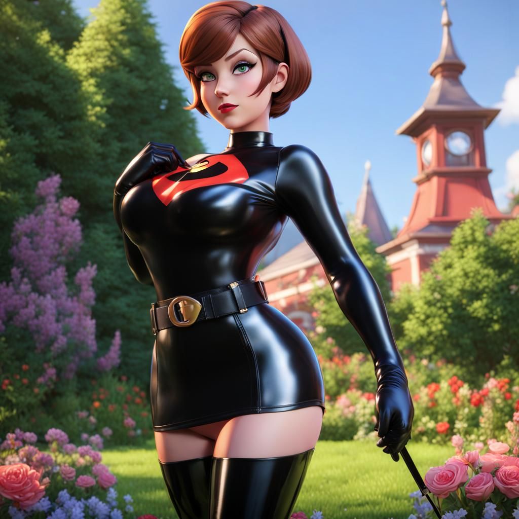 Elastigirl in Latex: 3D Anime Art