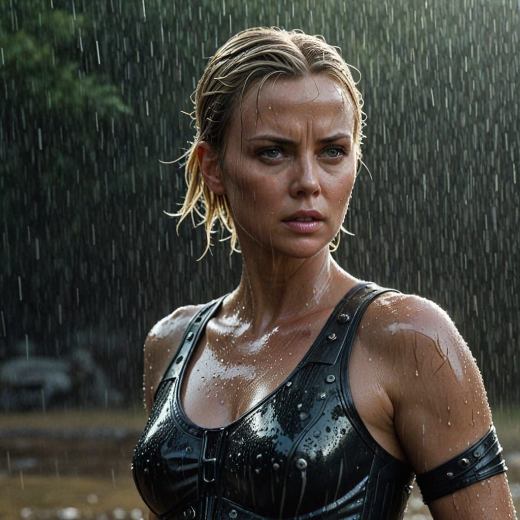 Charlize Theron Battles Demons in the Rain