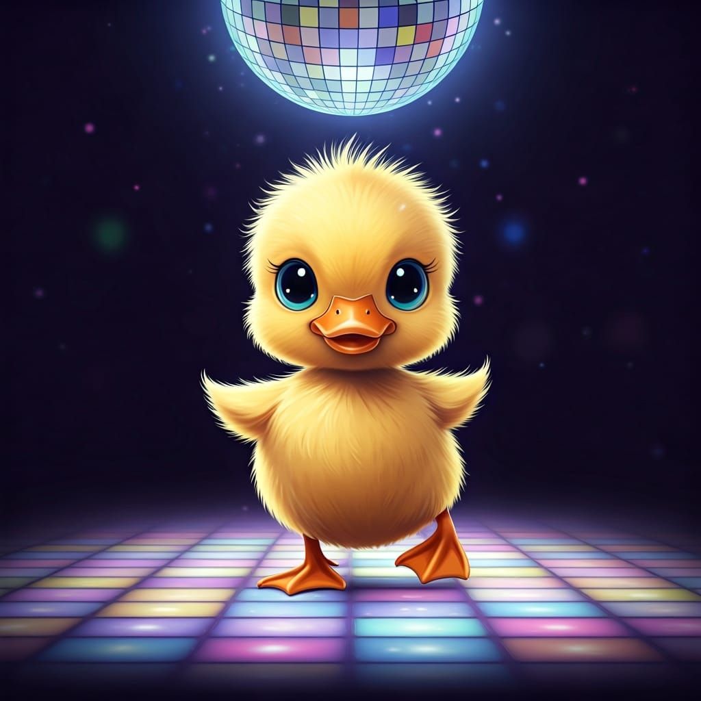 Dancing Ducklings in Pop Art Style