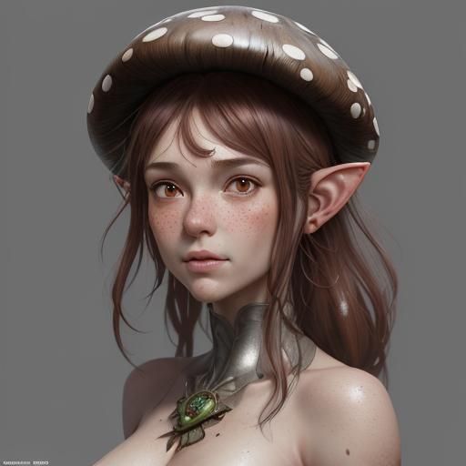 Cute Cartoon Mushroom Character Portrait