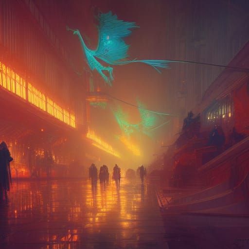 Capitalism Concept Art in Orange and Teal