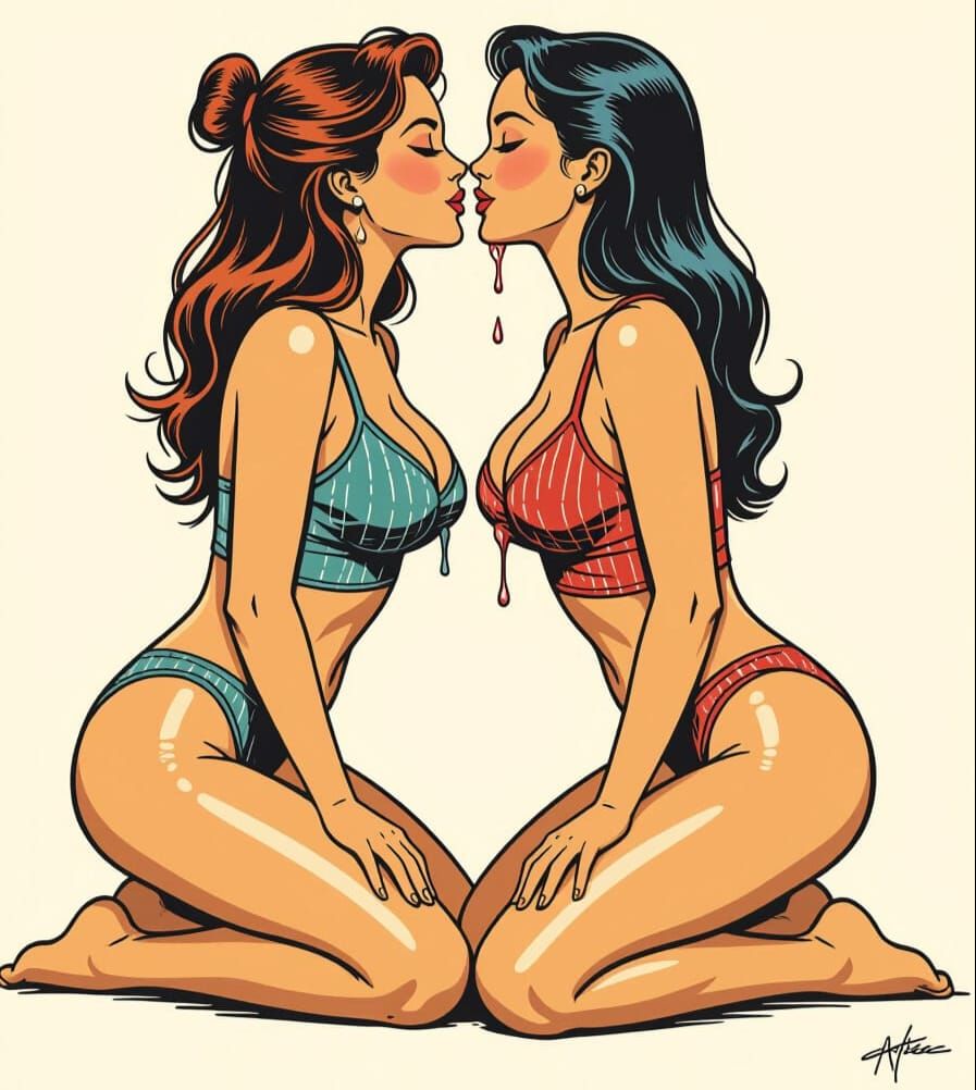 Sensual Comic Book Style Embrace