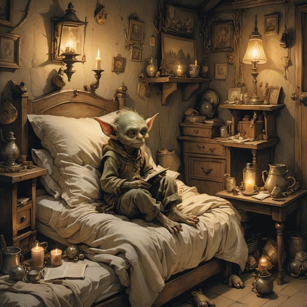 Goblin Bedroom Scene with Sitting Goblin