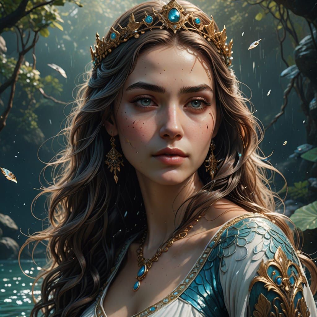 Enchanting Fantasy Queen Emerges from the Water