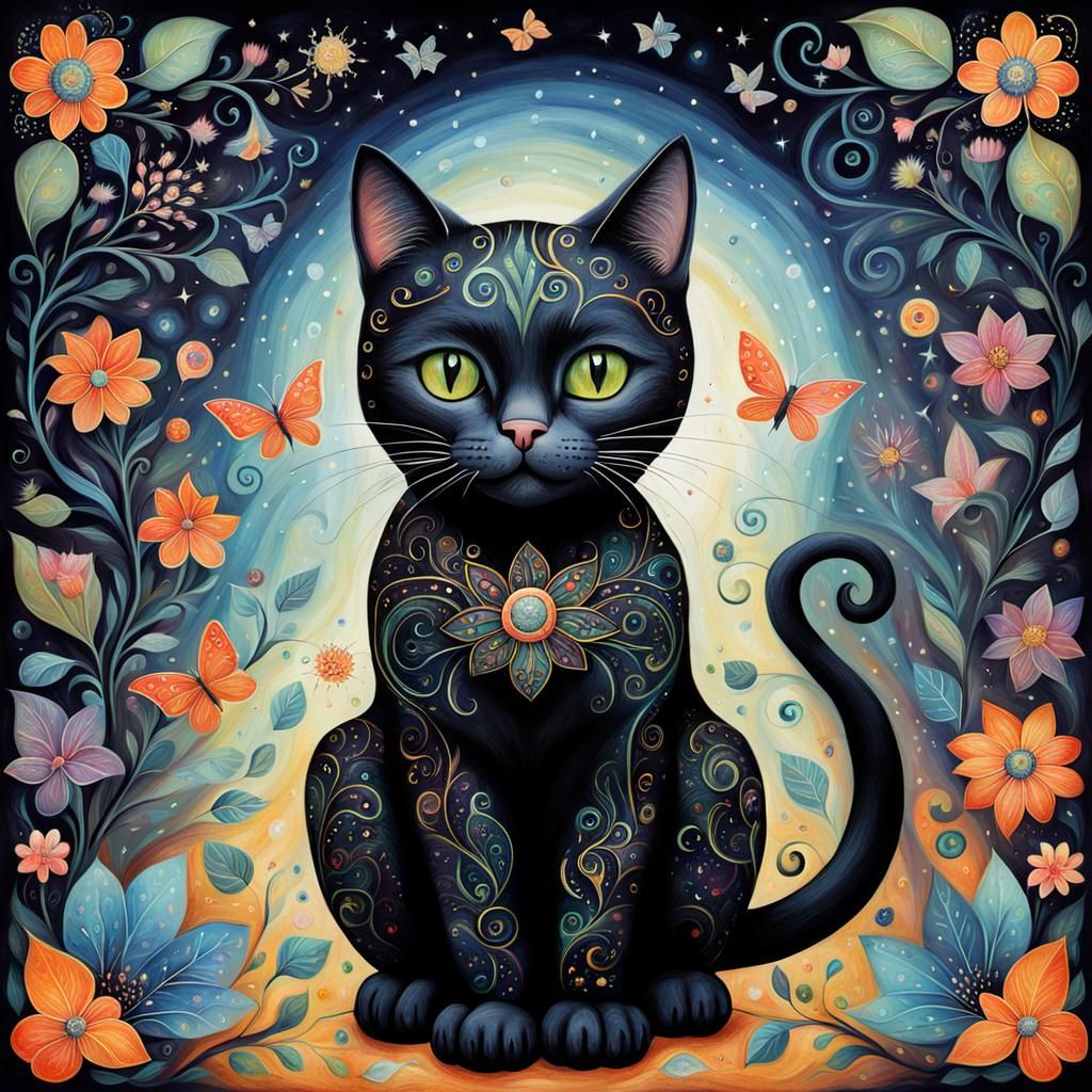 Enchanting Whimsical Cat in a Fairy-Tale World