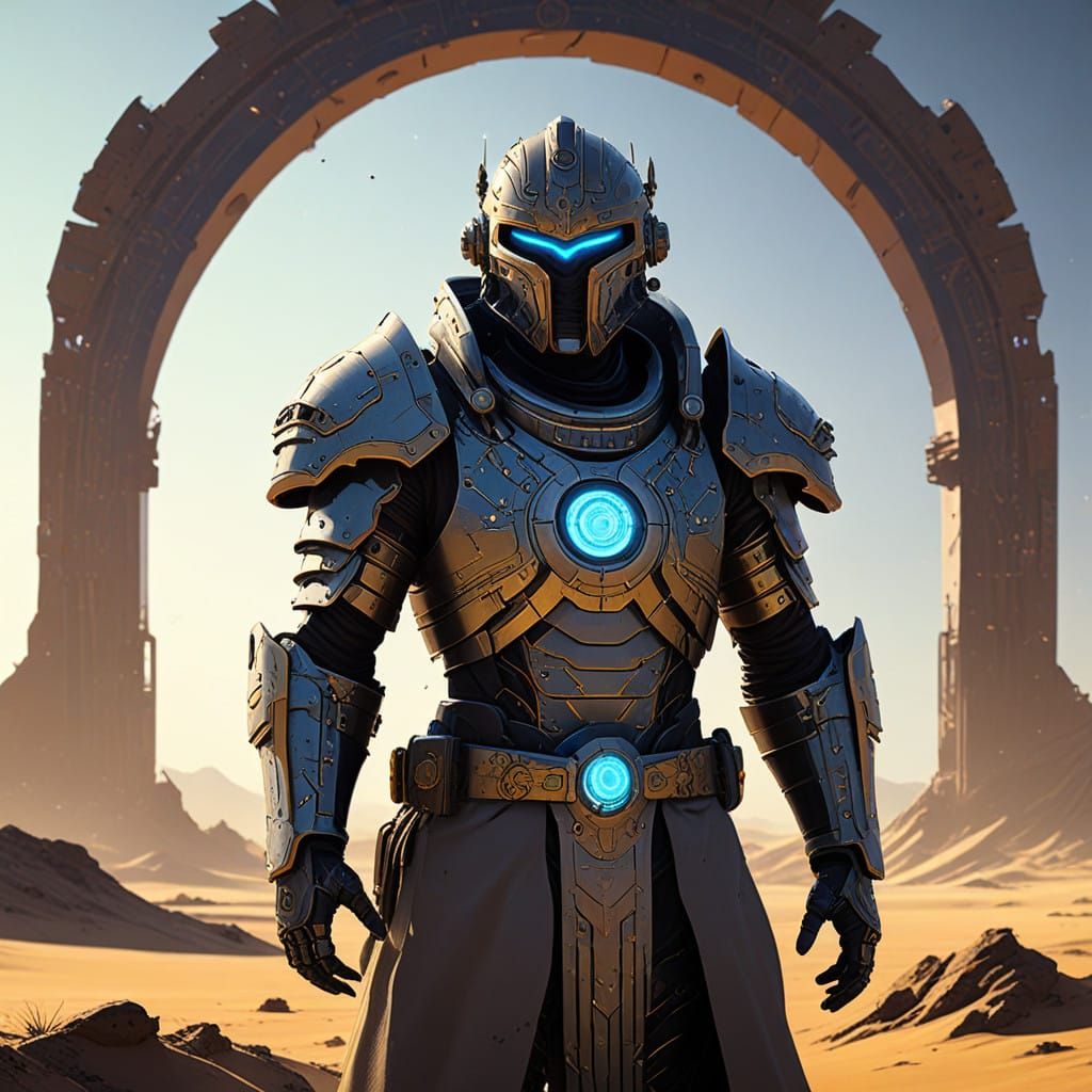 Cyberpunk Fantasy Warrior Defies Time in Shattered Portal La...