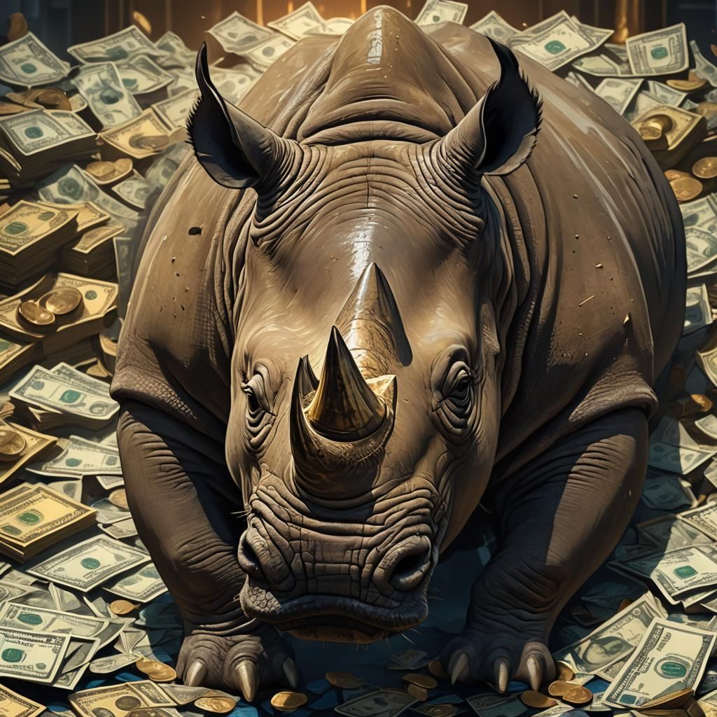 Furious Rhino Face in Golden Light