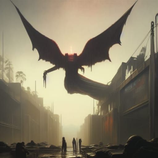 Cyberpunk Horror Scene in Gustave Doré Style