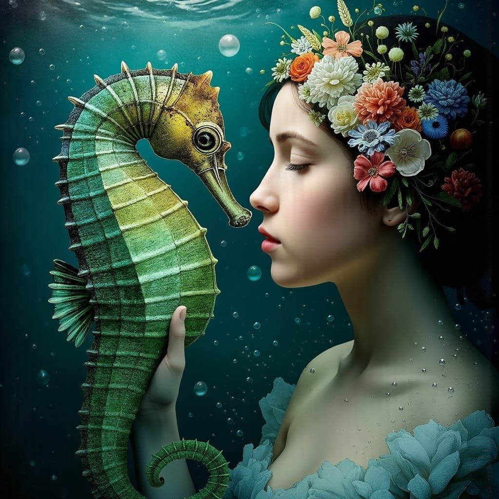 The woman and seahorse