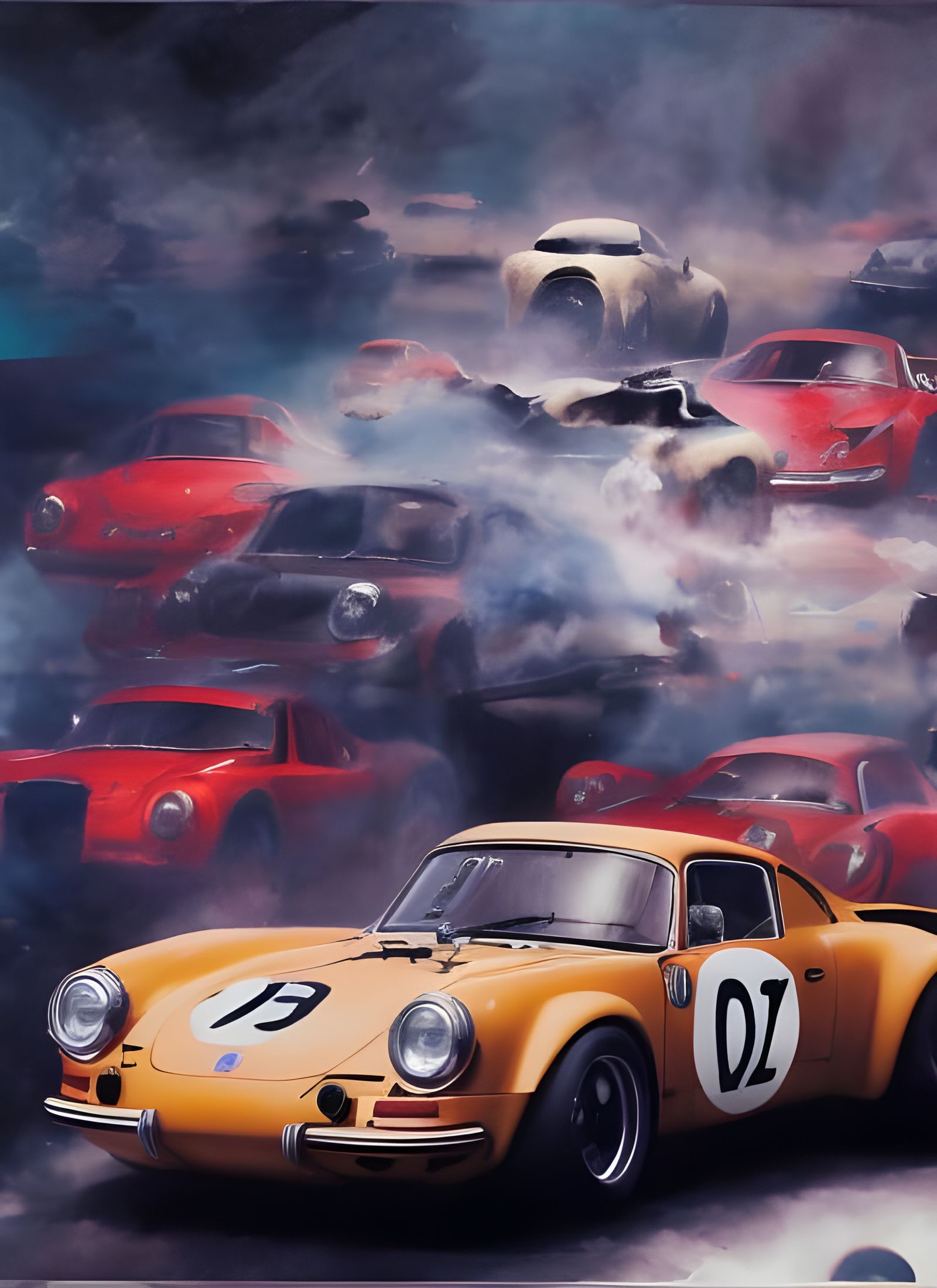 Hyperrealistic Classic Sports Cars in Dreamy Race