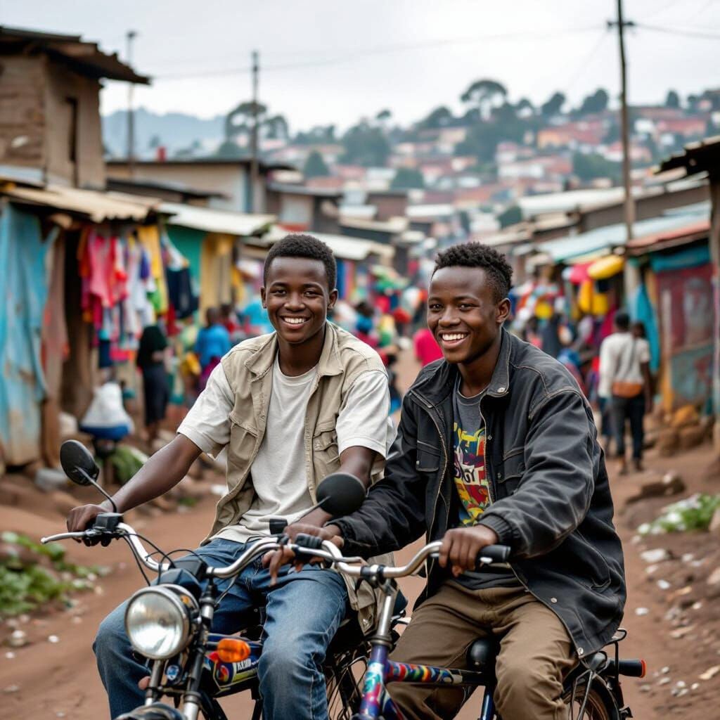 Nairobi Youth Joyfully Learn to Ride a Bike in Slums