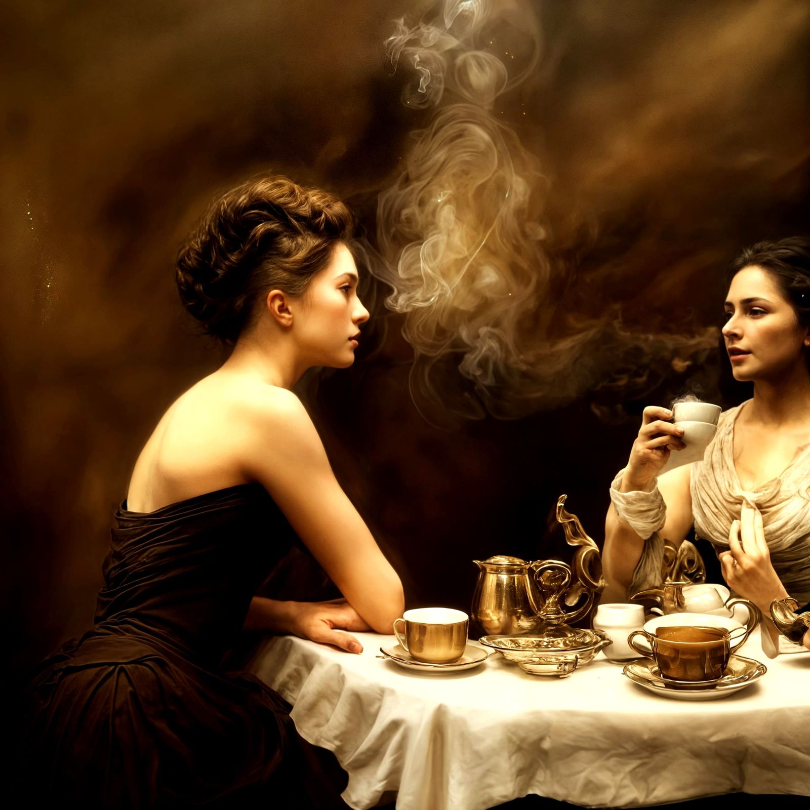 Hyper-realistic Portrait of a Woman in a Cafe