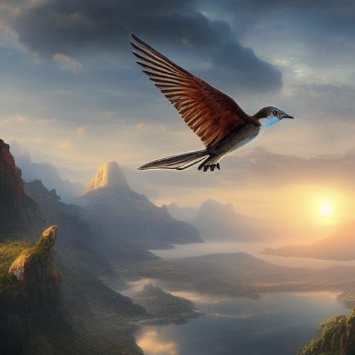 Bird Flying to the Sun: Digital Matte Painting