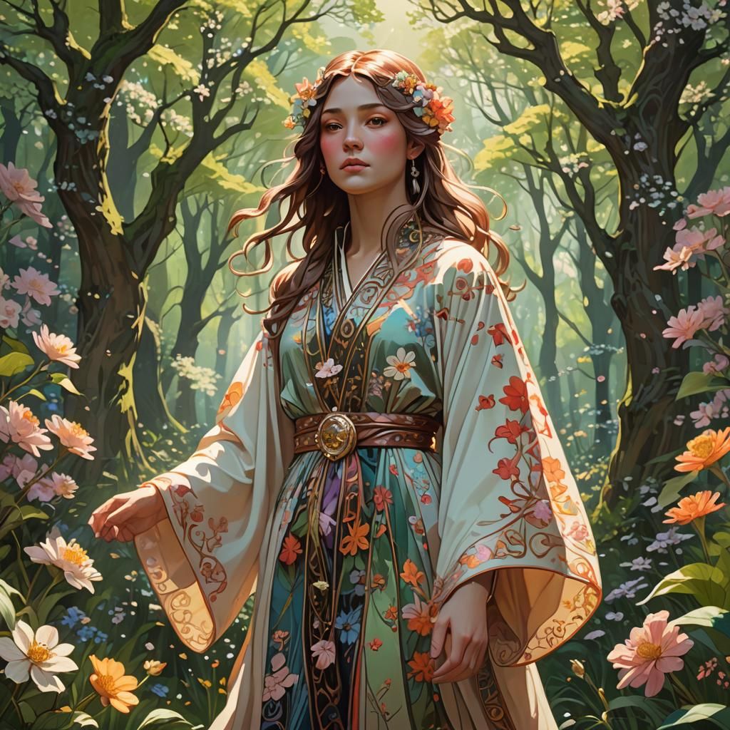 Radiant Spring Spirit in Sunlit Glade