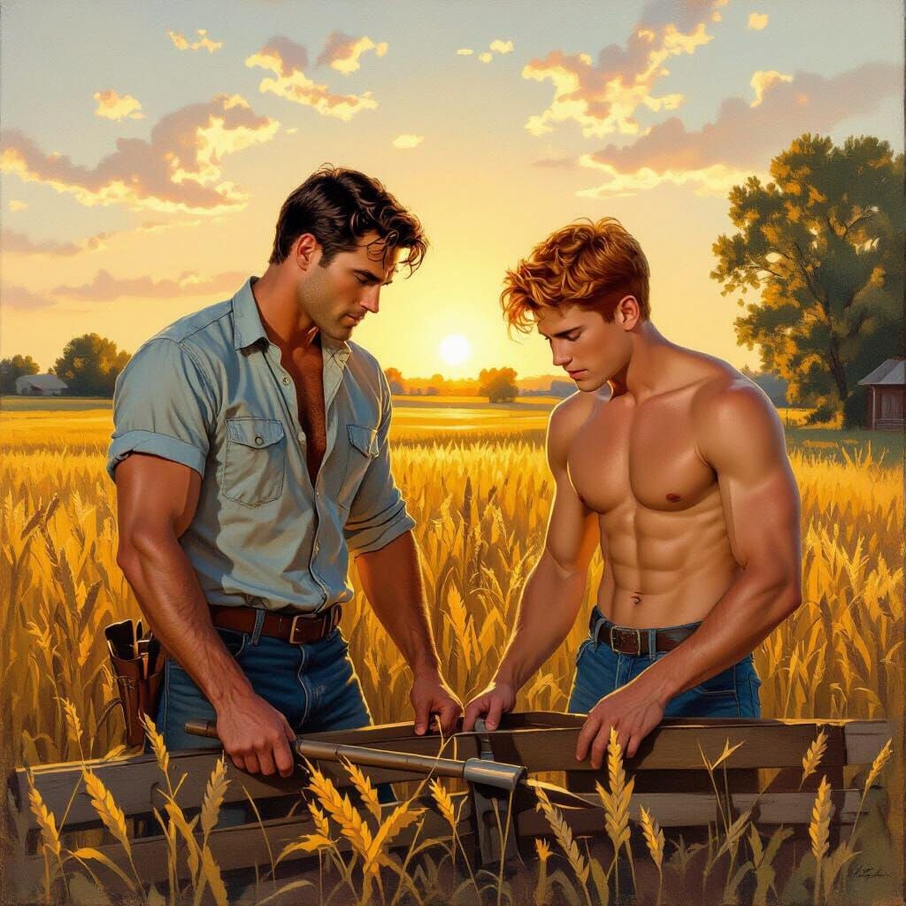 Muscular Clark Kent & Jimmy Olsen on Farm