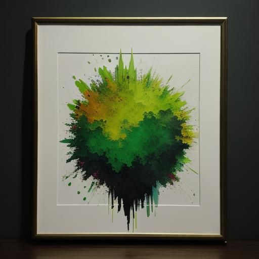 Vibrant Green Mixed Media Artwork