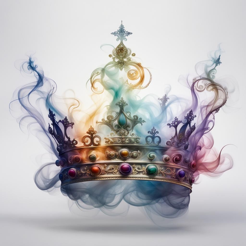 Ethereal Crown: Multi-Colored Smoke Silhouette