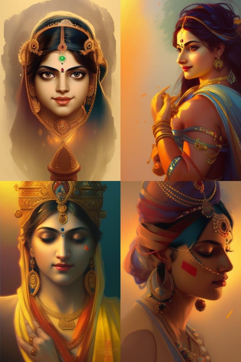 Krishna Portrait in Art Nouveau Style