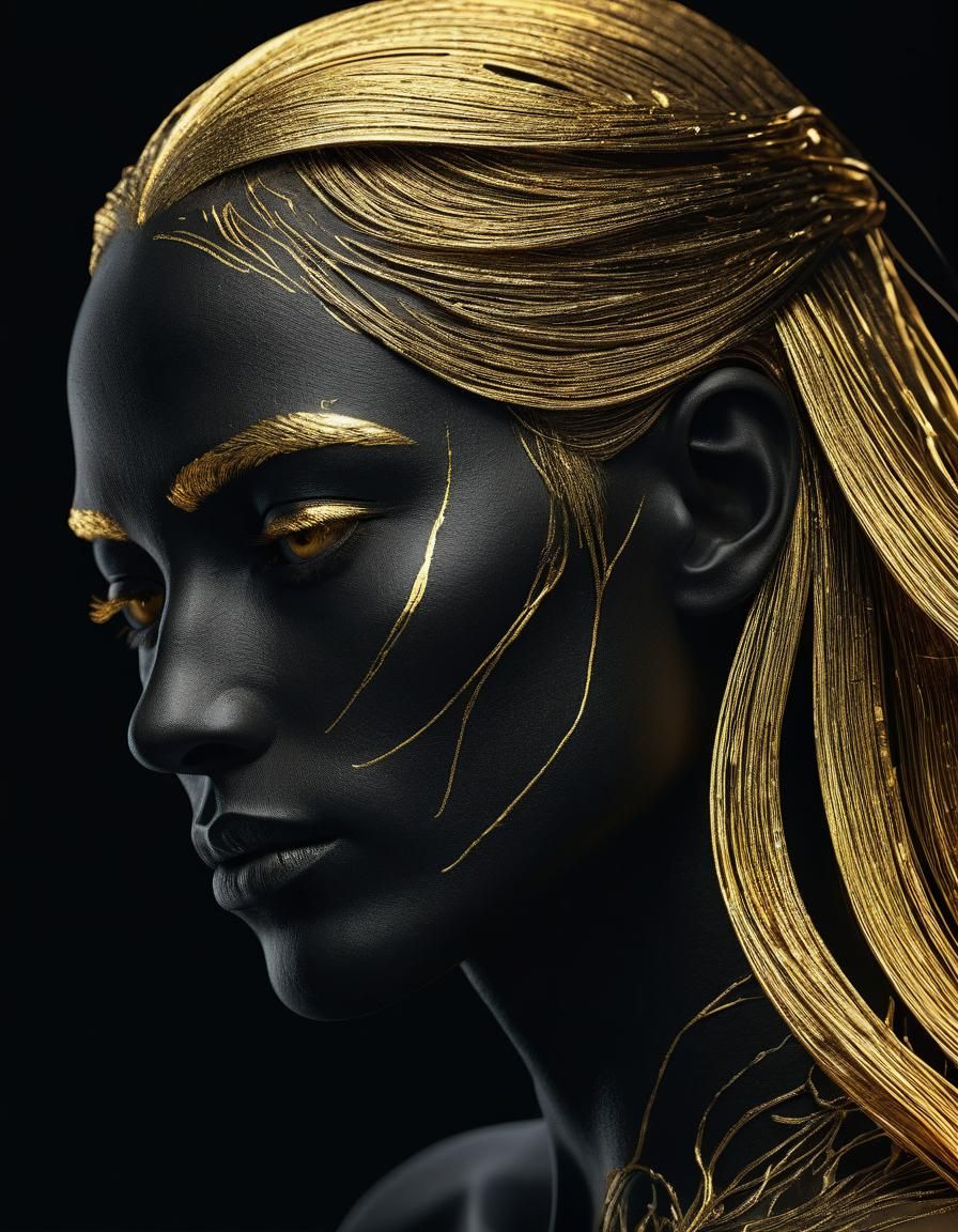 Golden Outlined Face in Conceptual Portrait Photography