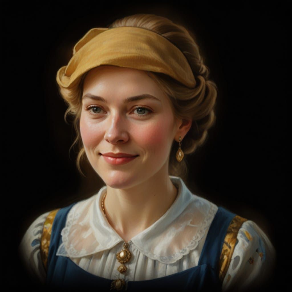 Norwegian Woman Portrait in Impressionist Oil Painting Style