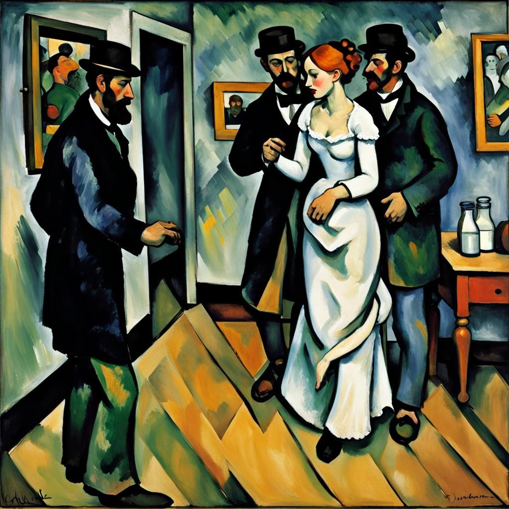 Expressionist Dancers in an Arcade, Cézanne Style