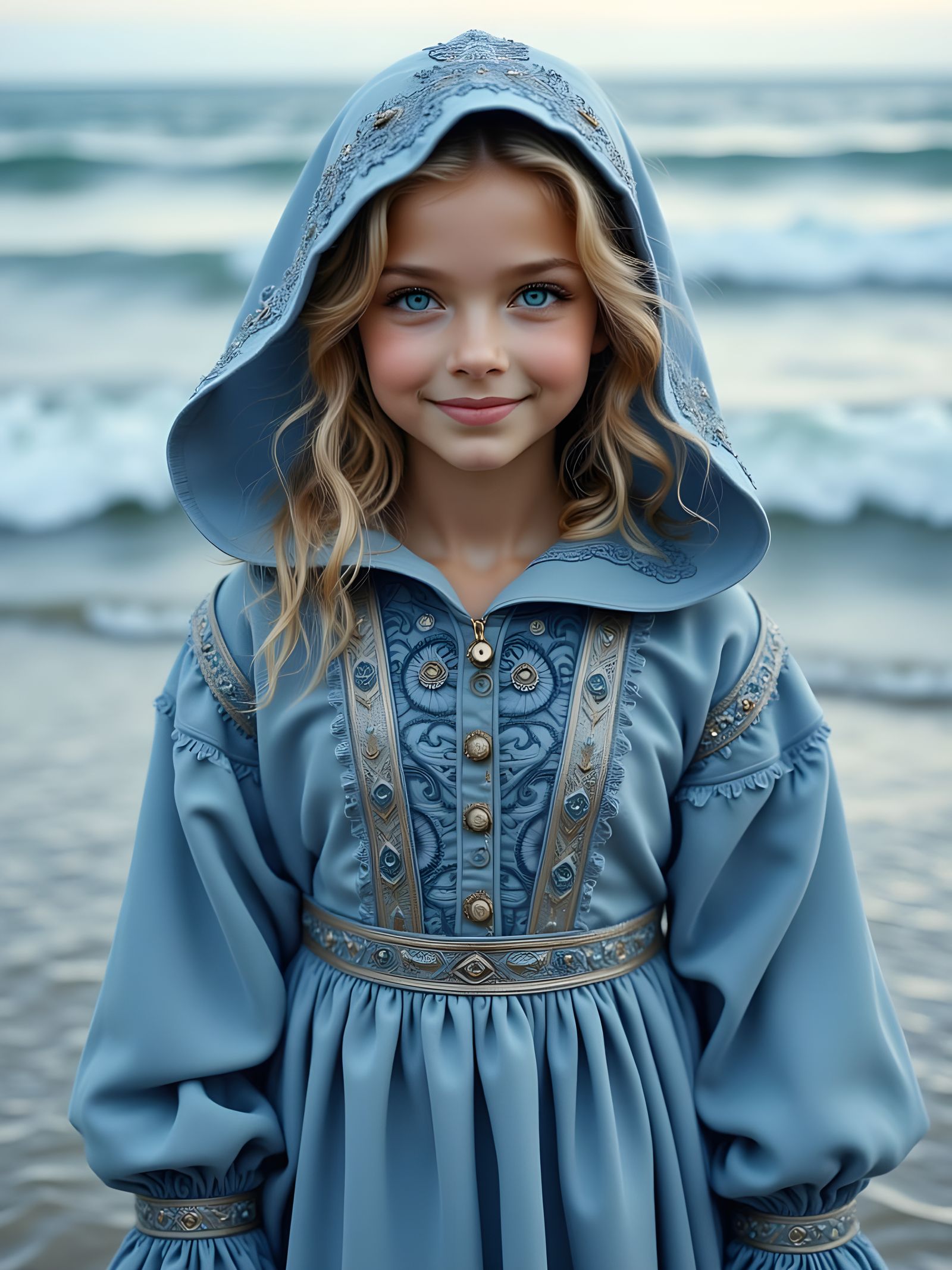 Ethereal Blue Priestess in Photorealistic Portraiture