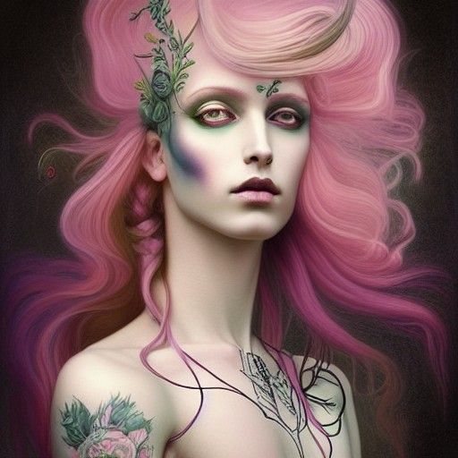 Decadent Pastel Portrait of Androgynous God