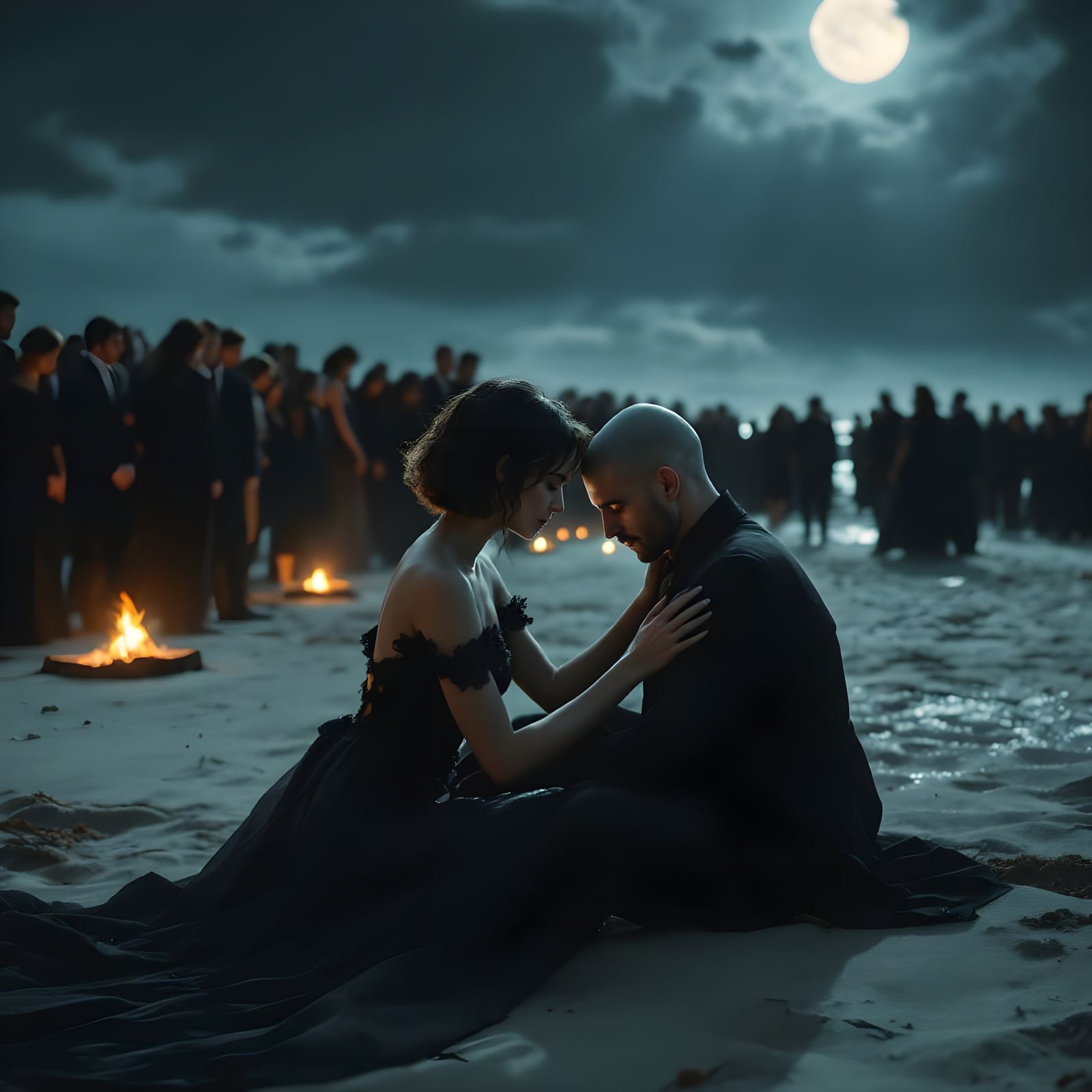 Sorrowful Serenity at the Beachside Funeral