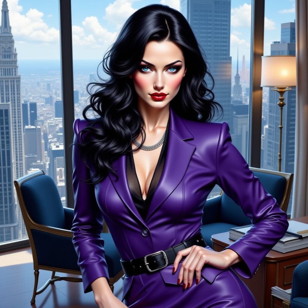 Elegant Businesswoman in a Classic Oil Painting Style