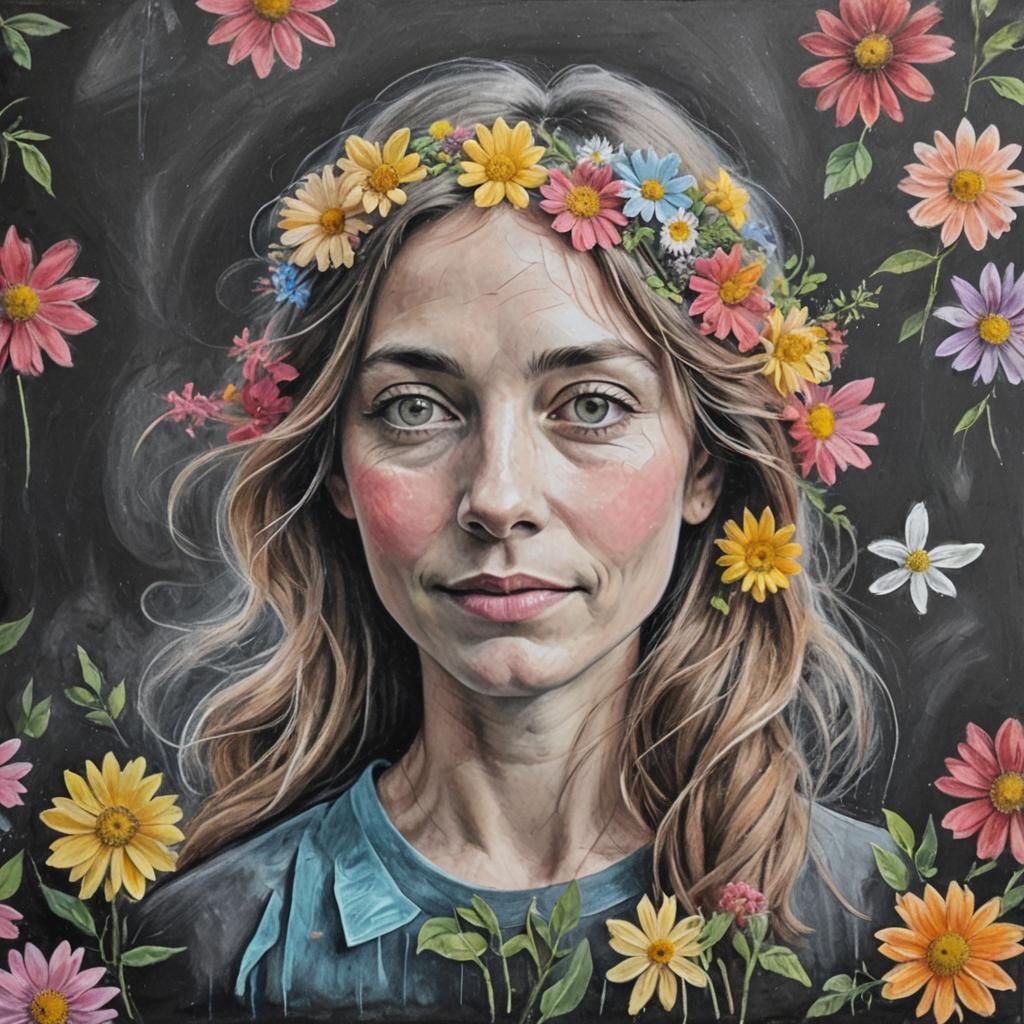 Chalk Art Flower Portrait