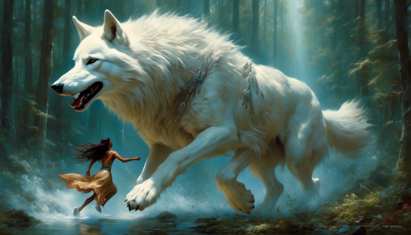 Pocahontas and White Wolf Spirit in Detail