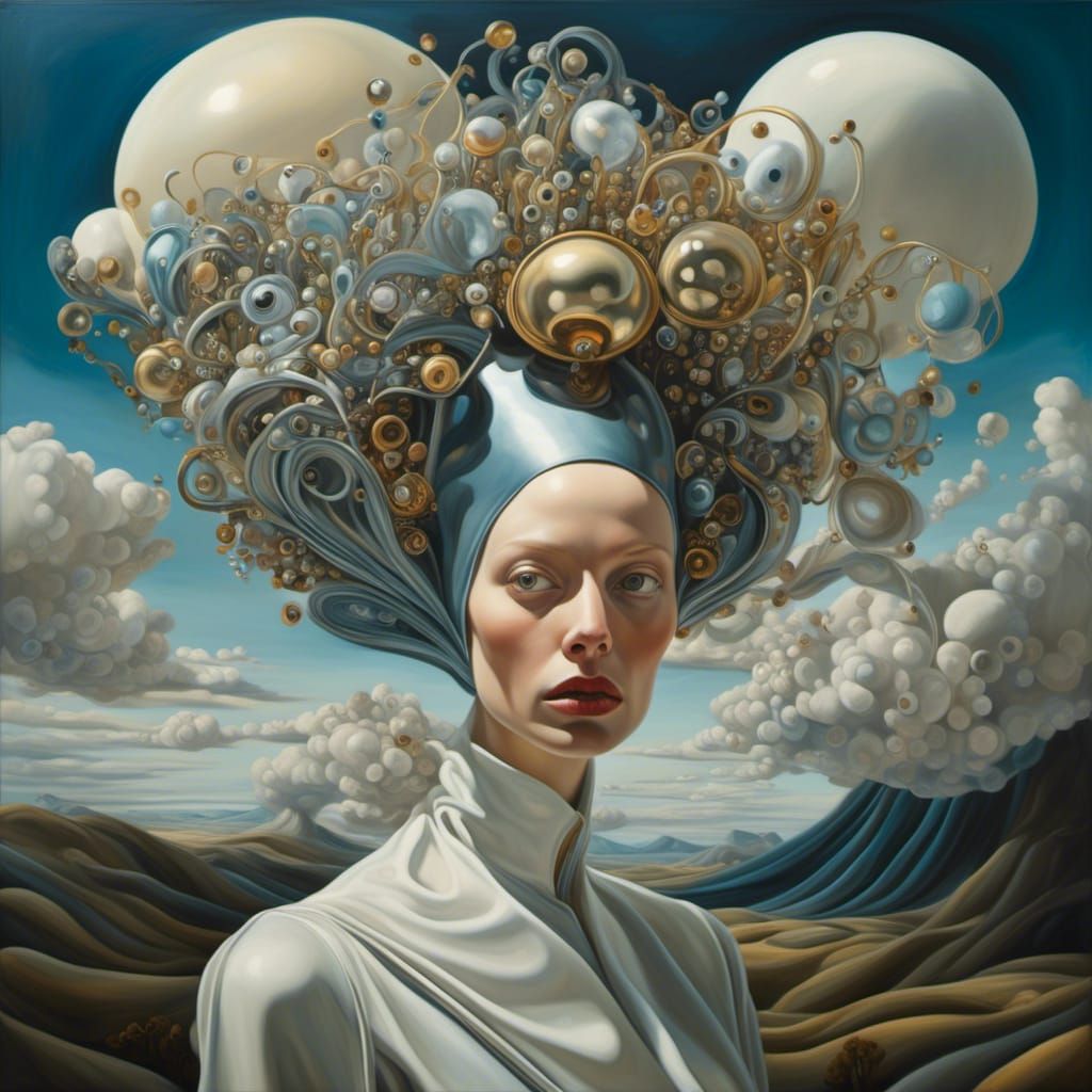 Mystic Woman Portrait in Surrealist Style