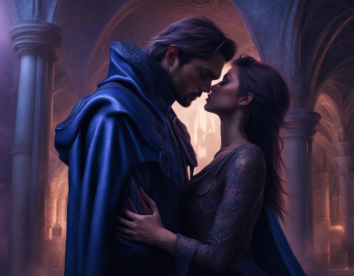 Lovers' Embrace in a Castle, Digital Matte Painting