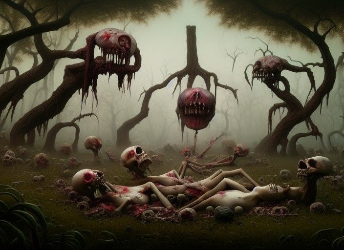 Surreal Corpse Gathering in Hyperrealistic Style