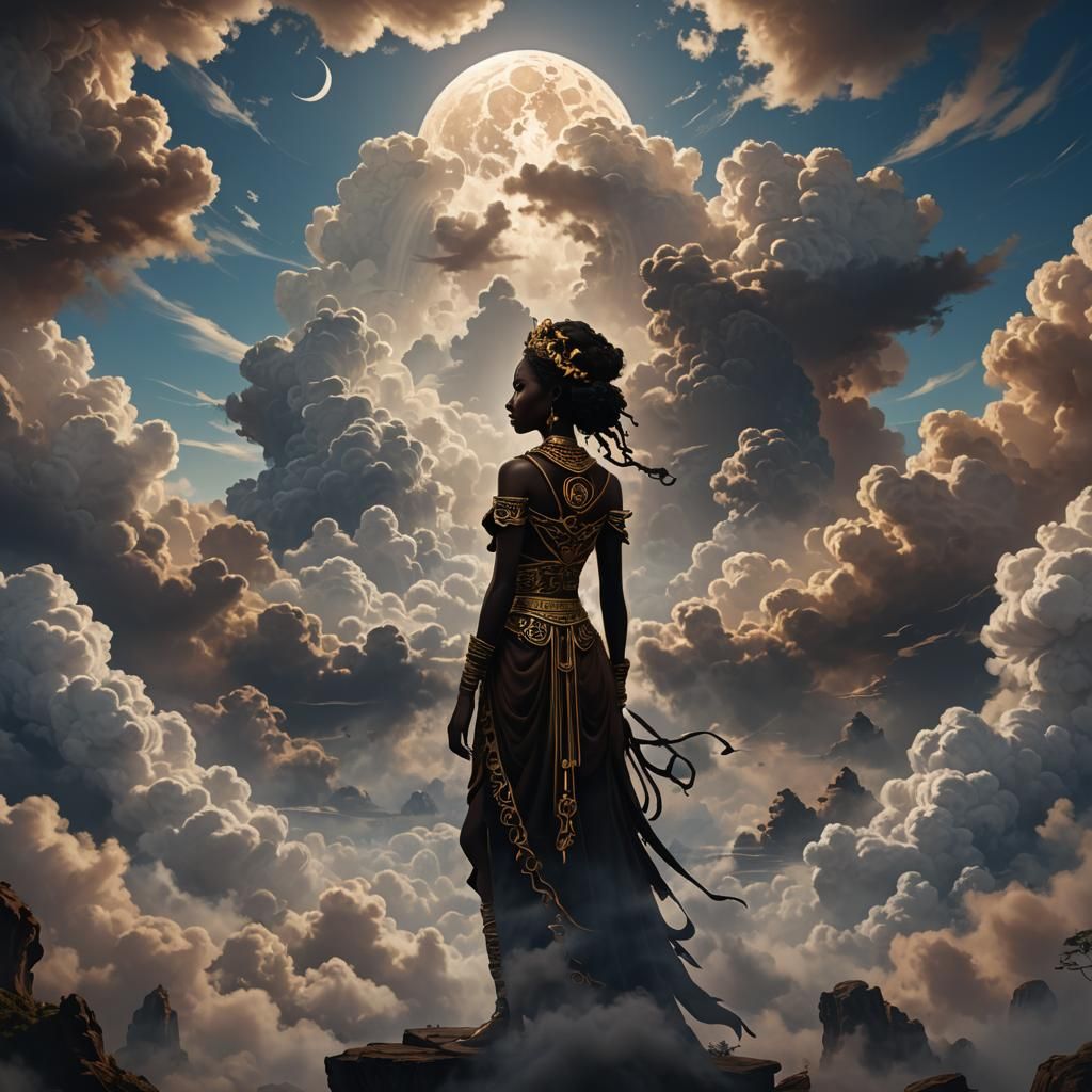 Ebony Silhouette in the Clouds: Fantasy Concept Art