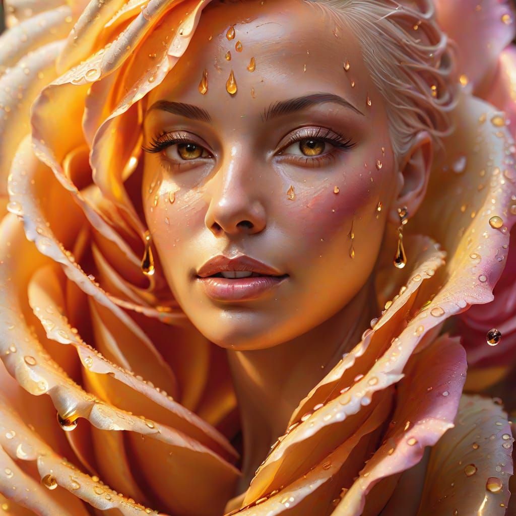 Sensual Rose Portrait in Vibrant Oil Painting Style