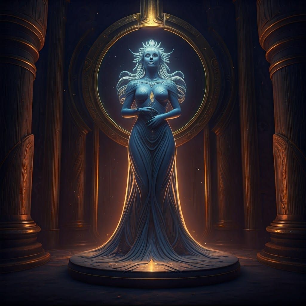 Mystical Being Kalliope Manifests in Serene 3D Rendering
